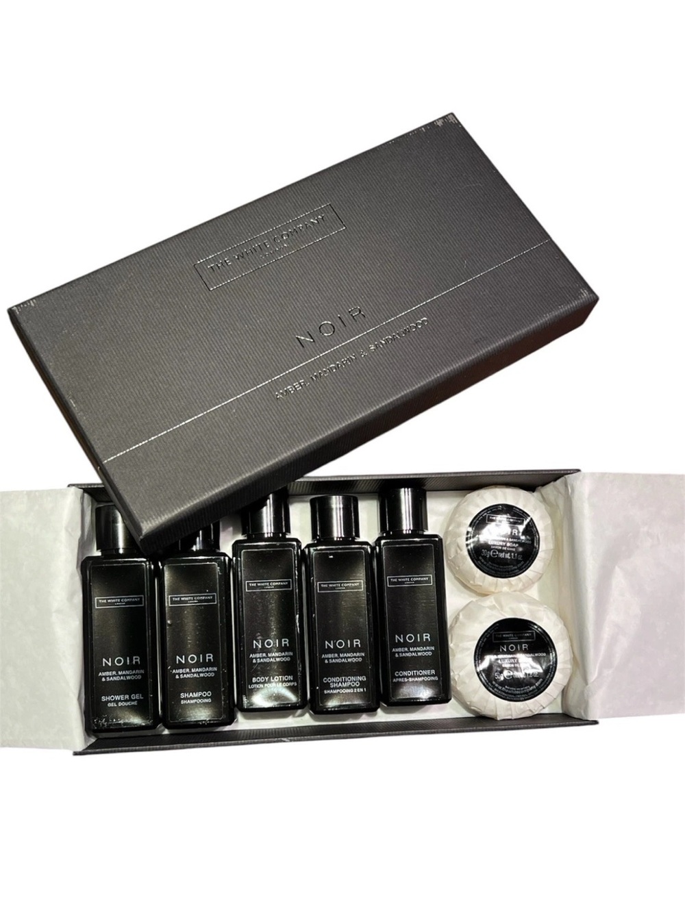 The White Company London Noir bath & body Travel Size Gift Set Box